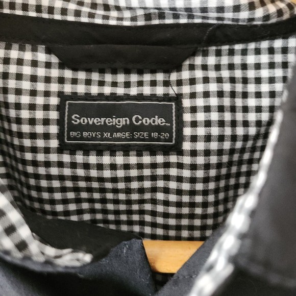 Sovereign Code Big Boys XL 18/20 Black Gray Button Down Long Sleeve Shirt - Picture 3 of 7